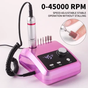 Electric Nail Drill Machine Professional 45000RPM Electric E File with LCD Display for Acrylic Gel Polishing Removing Manicure